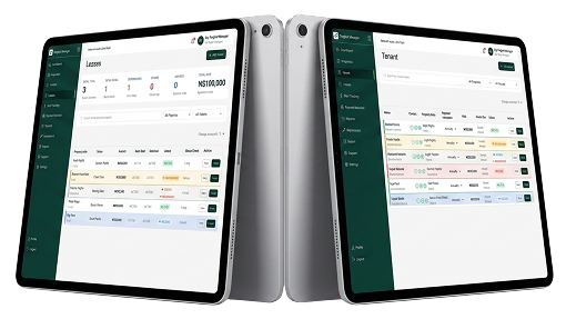 Tenants and leases module shown on tablets